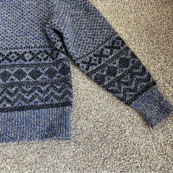 Royal North Mills Outfitters Vintage Wool Blend Blue Black Chunky Sweater, Med - Picture 3 of 6